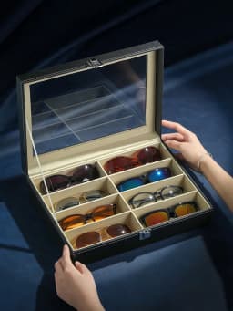 High-End PU Leather Glasses Case Large-Capacity for Men Women Sunglasses Myopia Glasses Jewelry Display Box