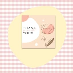 50pcs 6x6cm Pink Cartoon Square Thank You Card For Small Businesses Gift Box Greeting Decoration Packaging Wholesale Supplies