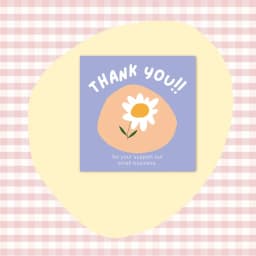 50pcs 6x6cm Pink Cartoon Square Thank You Card For Small Businesses Gift Box Greeting Decoration Packaging Wholesale Supplies