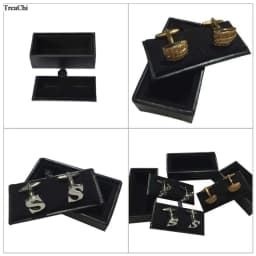 60Pcs Black Cufflinks Storage Casket Mens Cufflink Jewelry Organizer Case Cuff Links Display Package Gift Box Birthday Gift Case