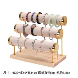 Detachable Jewelry Organizer with Wood Base Bracelet Watch Display Rack Business Exhibition Jewelry Bangle Stand 1/2/3/4 Layers