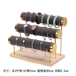 Detachable Jewelry Organizer with Wood Base Bracelet Watch Display Rack Business Exhibition Jewelry Bangle Stand 1/2/3/4 Layers