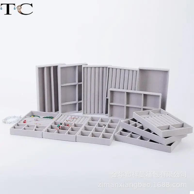 1PC Gray Velvet Jewelry Holder Earrings Ring Storage Tray Minimalist Jewelry Box Jewelry Desktop Organizer Box