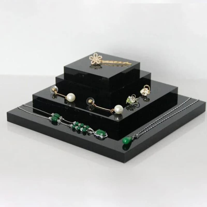 Black acrylic case jewelry holder Jewellery organizer display stand for bracelet necklace ring earring cosmetics perfume tray