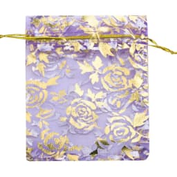 50pcs/lot Organza Drawstring Bag Colorful Hot Gold Color Rose Print Gifts Pouches Wedding Christmas Party Candy Jewelry Packing