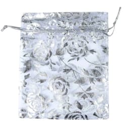 50pcs/lot Organza Drawstring Bag Colorful Hot Gold Color Rose Print Gifts Pouches Wedding Christmas Party Candy Jewelry Packing
