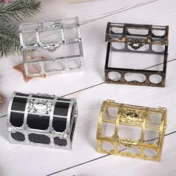 2Pcs Transparent Storage Vintage Organizer Box Treasure Chest Pirate Treasure Box Crystal Gem Jewelry Box Plastic Earrings Chest