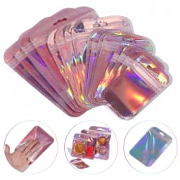 25pcs Rainbow Self-sealing OPP Bag Laser Zipper Bag Re-seal Packaging Jewelry Retail Gift Bags Practical Small Business Supplies