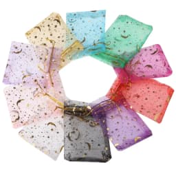 50pcs/lot Moon Star Jewelry Bag Organza Gift Bag 7x9cm 9x12cm 10x15cm 13x18cm Candy Bag Jewelry Packing Drawstring Bags