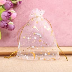 50pcs/lot Moon Star Jewelry Bag Organza Gift Bag 7x9cm 9x12cm 10x15cm 13x18cm Candy Bag Jewelry Packing Drawstring Bags