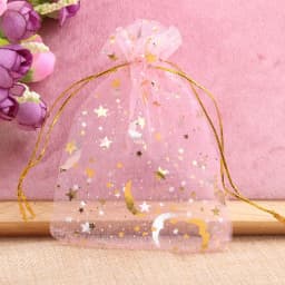 50pcs/lot Moon Star Jewelry Bag Organza Gift Bag 7x9cm 9x12cm 10x15cm 13x18cm Candy Bag Jewelry Packing Drawstring Bags