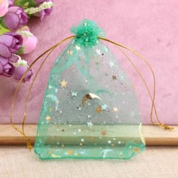 50pcs/lot Moon Star Jewelry Bag Organza Gift Bag 7x9cm 9x12cm 10x15cm 13x18cm Candy Bag Jewelry Packing Drawstring Bags