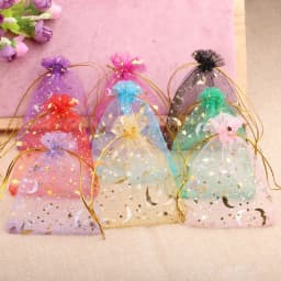 50pcs/lot Moon Star Jewelry Bag Organza Gift Bag 7x9cm 9x12cm 10x15cm 13x18cm Candy Bag Jewelry Packing Drawstring Bags