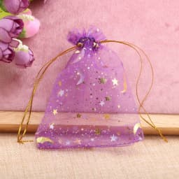 50pcs/lot Moon Star Jewelry Bag Organza Gift Bag 7x9cm 9x12cm 10x15cm 13x18cm Candy Bag Jewelry Packing Drawstring Bags