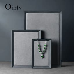 Oirlv Premium PU Leather Flat Jewelry Tray Jewelry Display Organizer Catchall Valet Tray for Nightstand Or Dresser