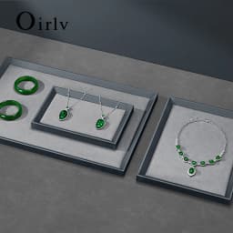 Oirlv Premium PU Leather Flat Jewelry Tray Jewelry Display Organizer Catchall Valet Tray for Nightstand Or Dresser