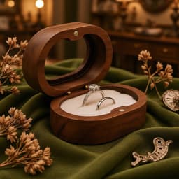 Handmade Walnut Wood Ring Box with Transparent Lid Romantic Engagement Jewelry Case for Couple Custom Engraved Personalized Name