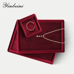 Yinbeini Velvet Jewelry Tray Drawer Organizer for Ring Earrings Bracelet Necklace Anti Scratch Jewelry Storage Display PlateP079