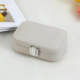 New In Macaron Jewelry Box for Travel Portable Ring Earrings Necklace Organizer Double Layer PU Leather Snap Button Display Case