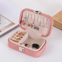 New In Macaron Jewelry Box for Travel Portable Ring Earrings Necklace Organizer Double Layer PU Leather Snap Button Display Case