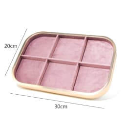Pink Velvet Jewelry Display Board Necklace Earring Hanging Shelf Ring Jewelry Holder Tray Gold Metal Frame