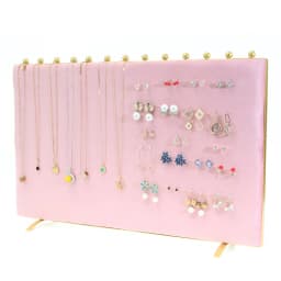 Pink Velvet Jewelry Display Board Necklace Earring Hanging Shelf Ring Jewelry Holder Tray Gold Metal Frame