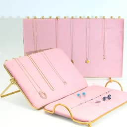 Pink Velvet Jewelry Display Board Necklace Earring Hanging Shelf Ring Jewelry Holder Tray Gold Metal Frame