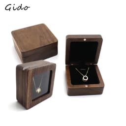 Black Walnut Small Jewelry Gift Packaging Storage Box Window Jewelry Box Fashion Pendant Necklace organizador de joyas