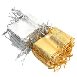 100Pcs Gold Silver Foil Organza Drawstring Jewelry Gift Bags 5.5x7cm Party Xmas Wedding Organza Bags & Pouches Jewelry sachet