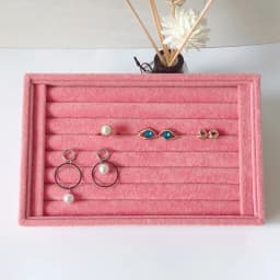 New Velvet Jewelry Flat Trays Box Earring Rings Storage Box Jewelry Case Display Convenient Charming Women Rings Trays Makeup