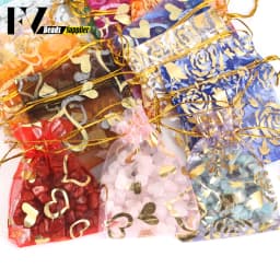 50pcs/lot Colorful Drawstring Organza Bags Jewelry Packaging Bags Candy Wedding Birthday Bags Gifts Sweets Pouches Wholesales