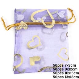 50pcs/lot Colorful Drawstring Organza Bags Jewelry Packaging Bags Candy Wedding Birthday Bags Gifts Sweets Pouches Wholesales