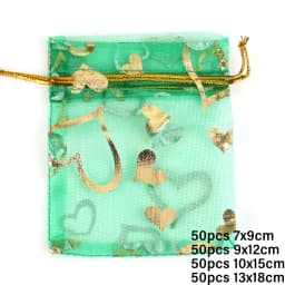 50pcs/lot Colorful Drawstring Organza Bags Jewelry Packaging Bags Candy Wedding Birthday Bags Gifts Sweets Pouches Wholesales