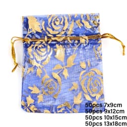 50pcs/lot Colorful Drawstring Organza Bags Jewelry Packaging Bags Candy Wedding Birthday Bags Gifts Sweets Pouches Wholesales