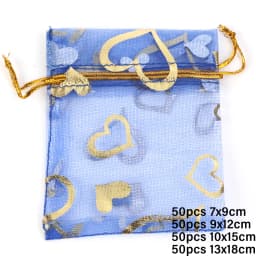 50pcs/lot Colorful Drawstring Organza Bags Jewelry Packaging Bags Candy Wedding Birthday Bags Gifts Sweets Pouches Wholesales
