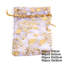 50pcs/lot Colorful Drawstring Organza Bags Jewelry Packaging Bags Candy Wedding Birthday Bags Gifts Sweets Pouches Wholesales