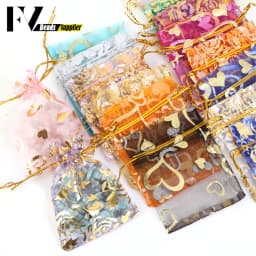 50pcs/lot Colorful Drawstring Organza Bags Jewelry Packaging Bags Candy Wedding Birthday Bags Gifts Sweets Pouches Wholesales