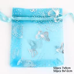 50pcs/lot Colorful Drawstring Organza Bags Jewelry Packaging Bags Candy Wedding Birthday Bags Gifts Sweets Pouches Wholesales