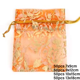 50pcs/lot Colorful Drawstring Organza Bags Jewelry Packaging Bags Candy Wedding Birthday Bags Gifts Sweets Pouches Wholesales