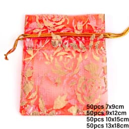 50pcs/lot Colorful Drawstring Organza Bags Jewelry Packaging Bags Candy Wedding Birthday Bags Gifts Sweets Pouches Wholesales