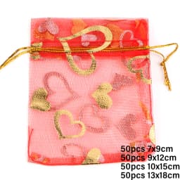 50pcs/lot Colorful Drawstring Organza Bags Jewelry Packaging Bags Candy Wedding Birthday Bags Gifts Sweets Pouches Wholesales