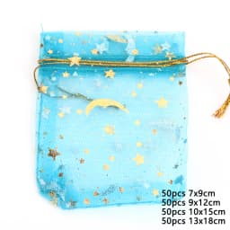 50pcs/lot Colorful Drawstring Organza Bags Jewelry Packaging Bags Candy Wedding Birthday Bags Gifts Sweets Pouches Wholesales