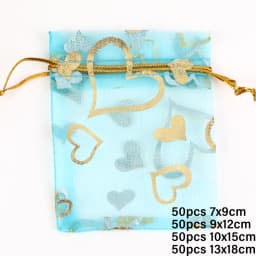 50pcs/lot Colorful Drawstring Organza Bags Jewelry Packaging Bags Candy Wedding Birthday Bags Gifts Sweets Pouches Wholesales