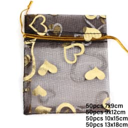 50pcs/lot Colorful Drawstring Organza Bags Jewelry Packaging Bags Candy Wedding Birthday Bags Gifts Sweets Pouches Wholesales