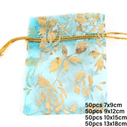 50pcs/lot Colorful Drawstring Organza Bags Jewelry Packaging Bags Candy Wedding Birthday Bags Gifts Sweets Pouches Wholesales