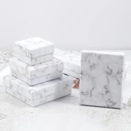 1Pcs Square White Marble Color Cardboard Jewelry Box Necklace Bracelet Earrings Ring Display Gift Box Sponge Protection