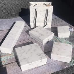 1Pcs Square White Marble Color Cardboard Jewelry Box Necklace Bracelet Earrings Ring Display Gift Box Sponge Protection