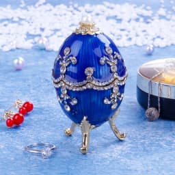 Faberge-Egg Luxury Series Hand Painted Jewelry Trinket Box Unique Gift for Easter Home Decor Collectible