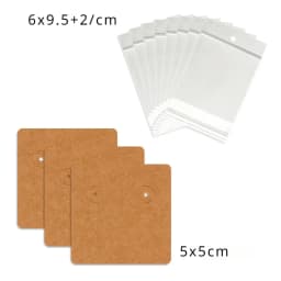 50 Pcs 5x5cm Earrings Jewelry Display Kraft Paper Cards Label With Or Without Bags Wholesale Packaging Handmade DIY Accessories