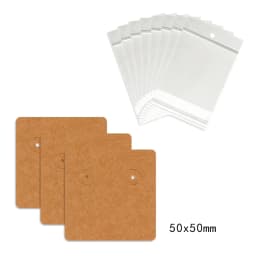 50 Pcs 5x5cm Earrings Jewelry Display Kraft Paper Cards Label With Or Without Bags Wholesale Packaging Handmade DIY Accessories
